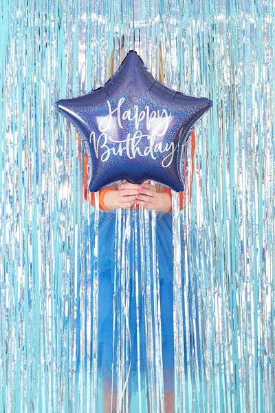 Happy Birthday Navy Blue Star Foil Balloon 18 in