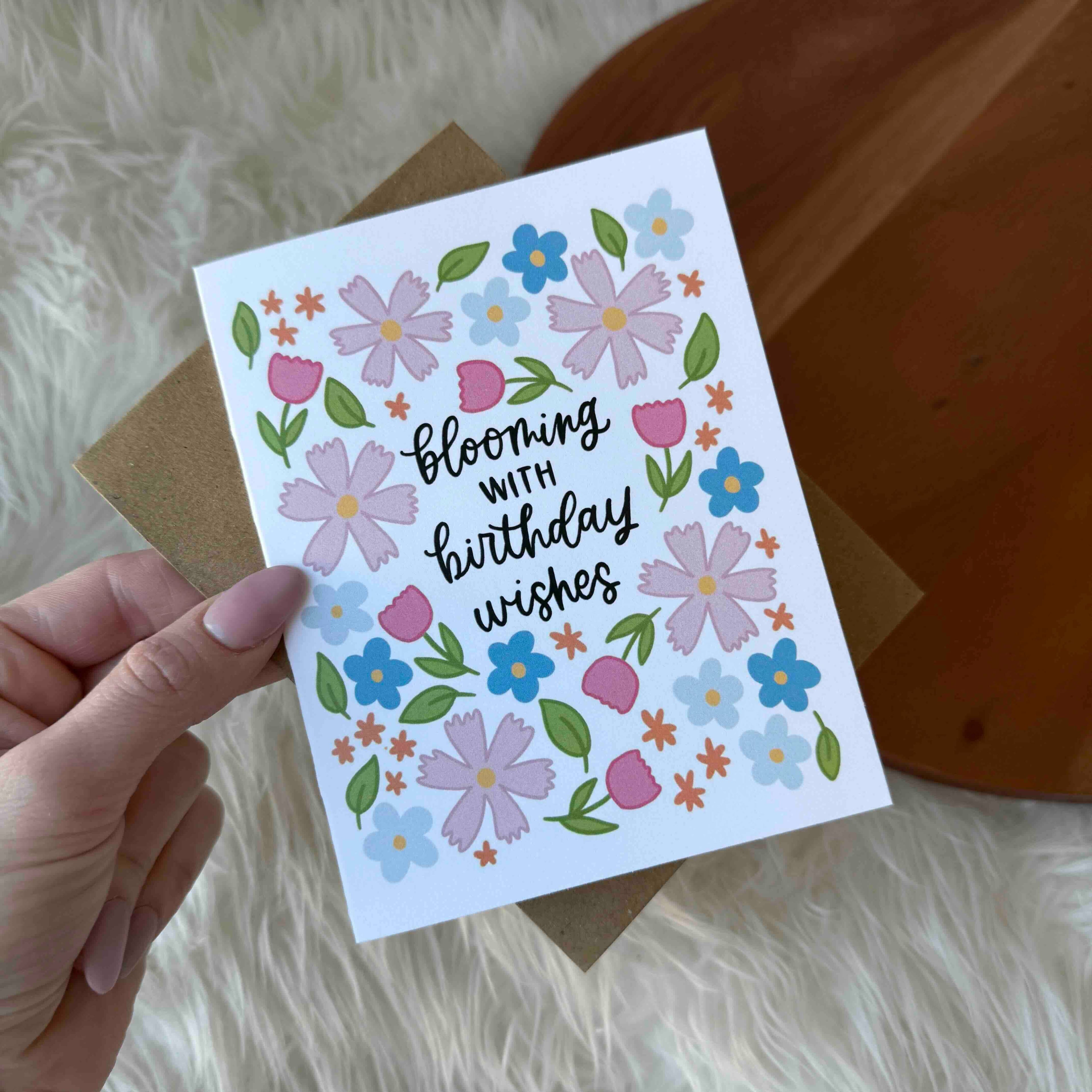 "Blooming with birthday wishes" Spring Floral Birthday Card