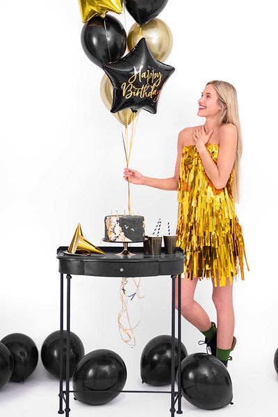 Happy Birthday Black Star Foil Balloon 18 in.