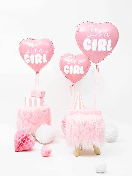 Its a Girl Pink Heart Foil Balloon 18 in.